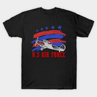 US Flag Airplane Patriotic American Pilot T-Shirt